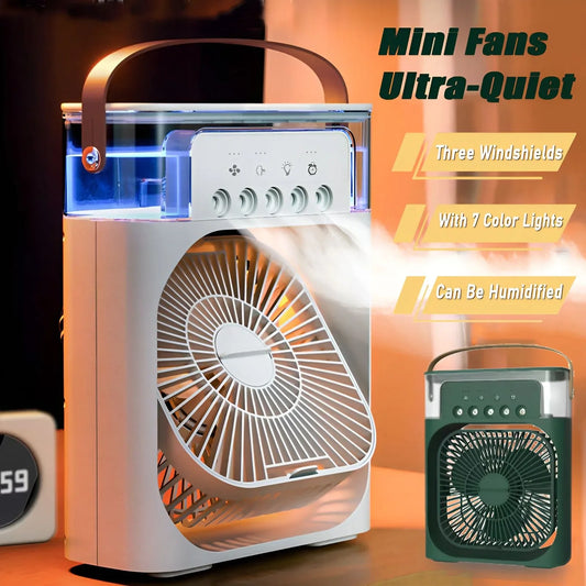 Mini Cooling Fan with Humidifier & Night Light